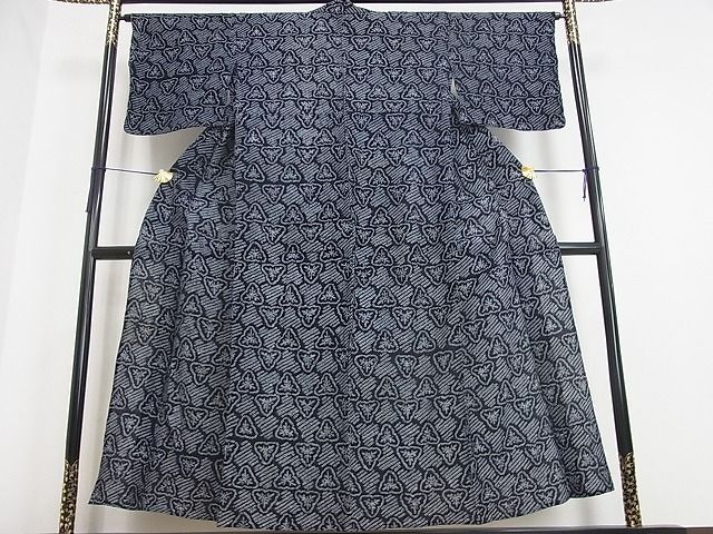 平和屋2■夏物　浴衣　有松鳴海絞り　綿　枝葉文　逸品　say0623