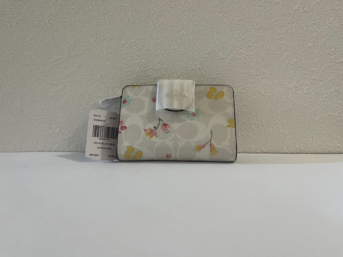 k1-14　coach コーチ　折り財布　チョークマルチ　レザー　C8741