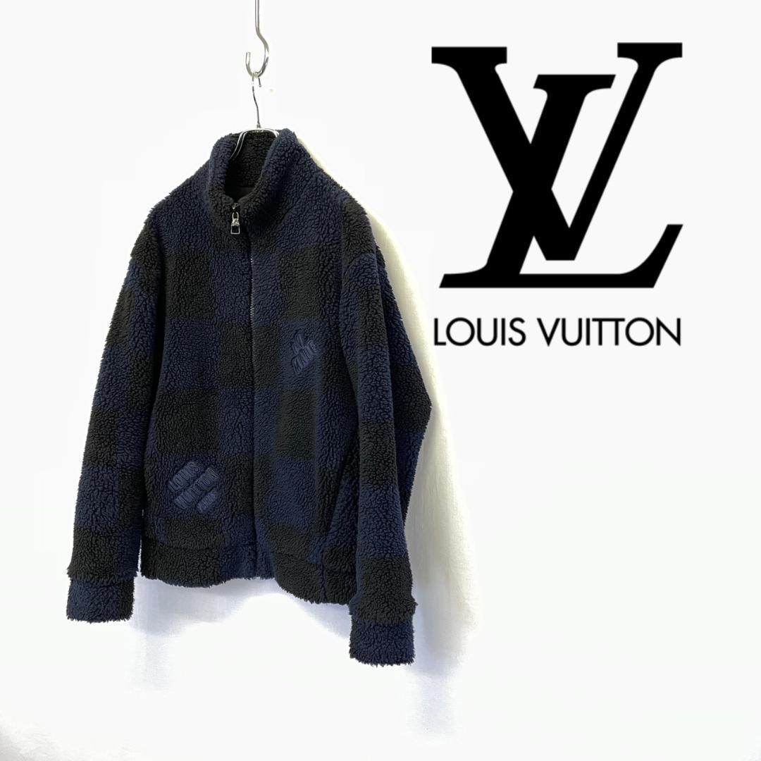 2021AW LOUIS VUITTON × NIGO ルイヴィトン × ニゴー ダミエ チェッカー ロゴ刺繍フリース ボア ブルゾン size M RM221M LZ8 HMY05W