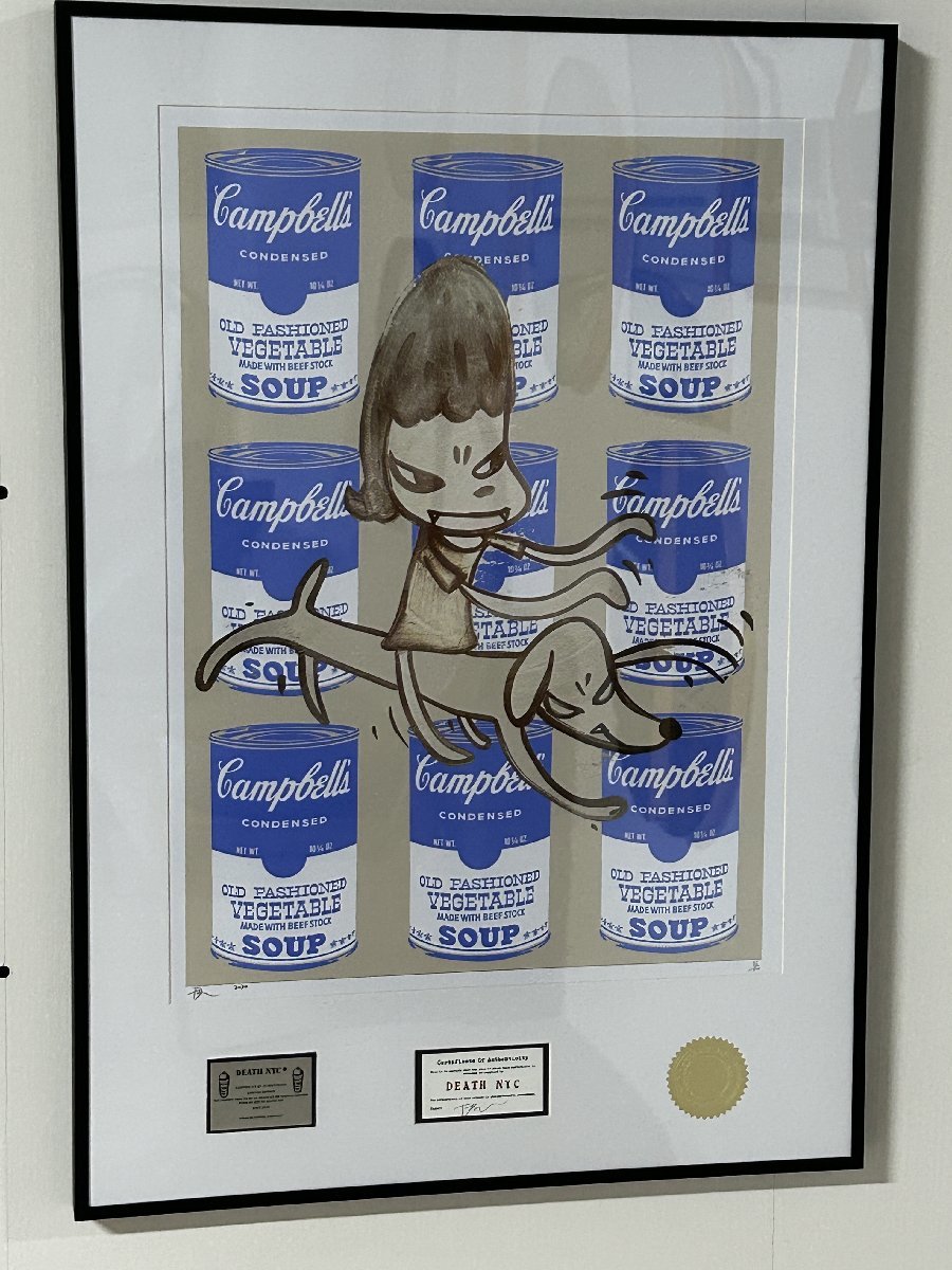安い，お買い得 DEATH NYC 額付き 世界限定100枚 アートポスタ 奈良美智 NARA YOSHITOMO 犬 Andy Warhol Soup Cans 青い 現代アート C3(シルクスクリーン)｜売買されたオークション情報、yahooの商品情報をアーカイブ公開 - シルクスクリーン