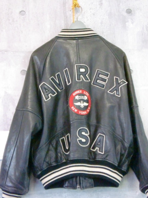 AVIREX 黒レザーオールスタースタジャン サイズ XS スタジャン AVIREX