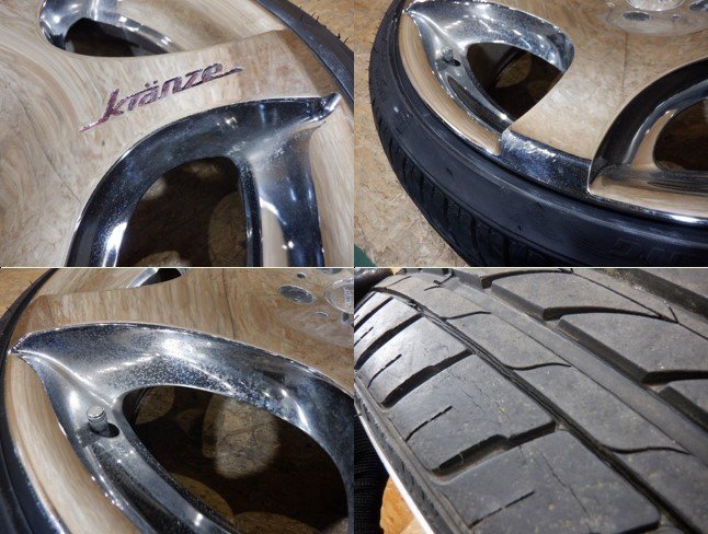【山形 酒田発】中古 タイヤホイールセット ウェッズ Kranze バズレイアEVO クローム 114.3/5H ハブ径約71mm 20インチ8J+38 ※他説明欄へ※