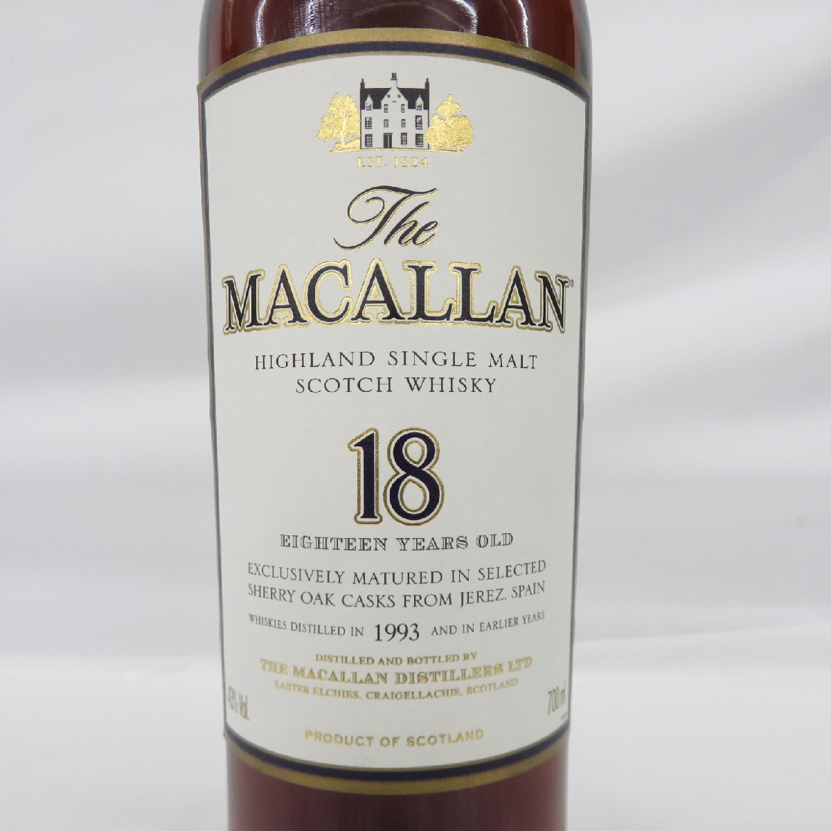 新品未開栓The Macallan 1993 18 Year Old Macallan 18 Year Sherry Oak Scotch Whisky (Distilled in 1993) (No