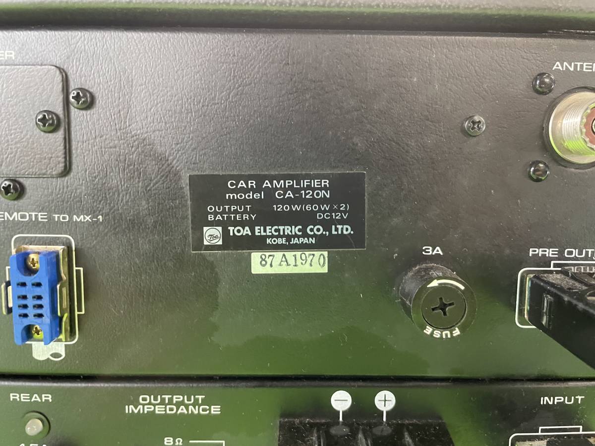 動作OK◇TOA CA-120N カーアンプ 12V 120W(60Wx2) スピーカー出力付き 