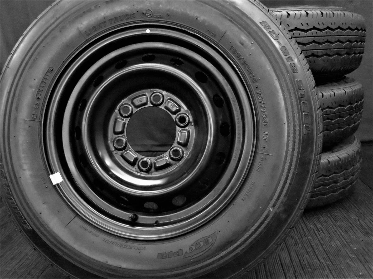 本物保証，100%新品 極上品 中央精機 BLACK STEEL 15-6H+BRIDGESTONE RD-613 195/80R16 107/105L LT 4本SET ハイエース キャラバン コモ(15インチ)｜売買されたオークション情報、yahooの商品情報をアーカイブ公開 - オークファン その他