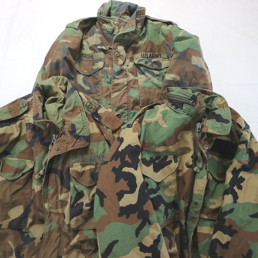◎米軍実物　M-65　4thモデル set ウッドランドカモ 他 (メンズM) 3枚セット まとめ売り 古着卸 1円スタート 最落なし MP1694