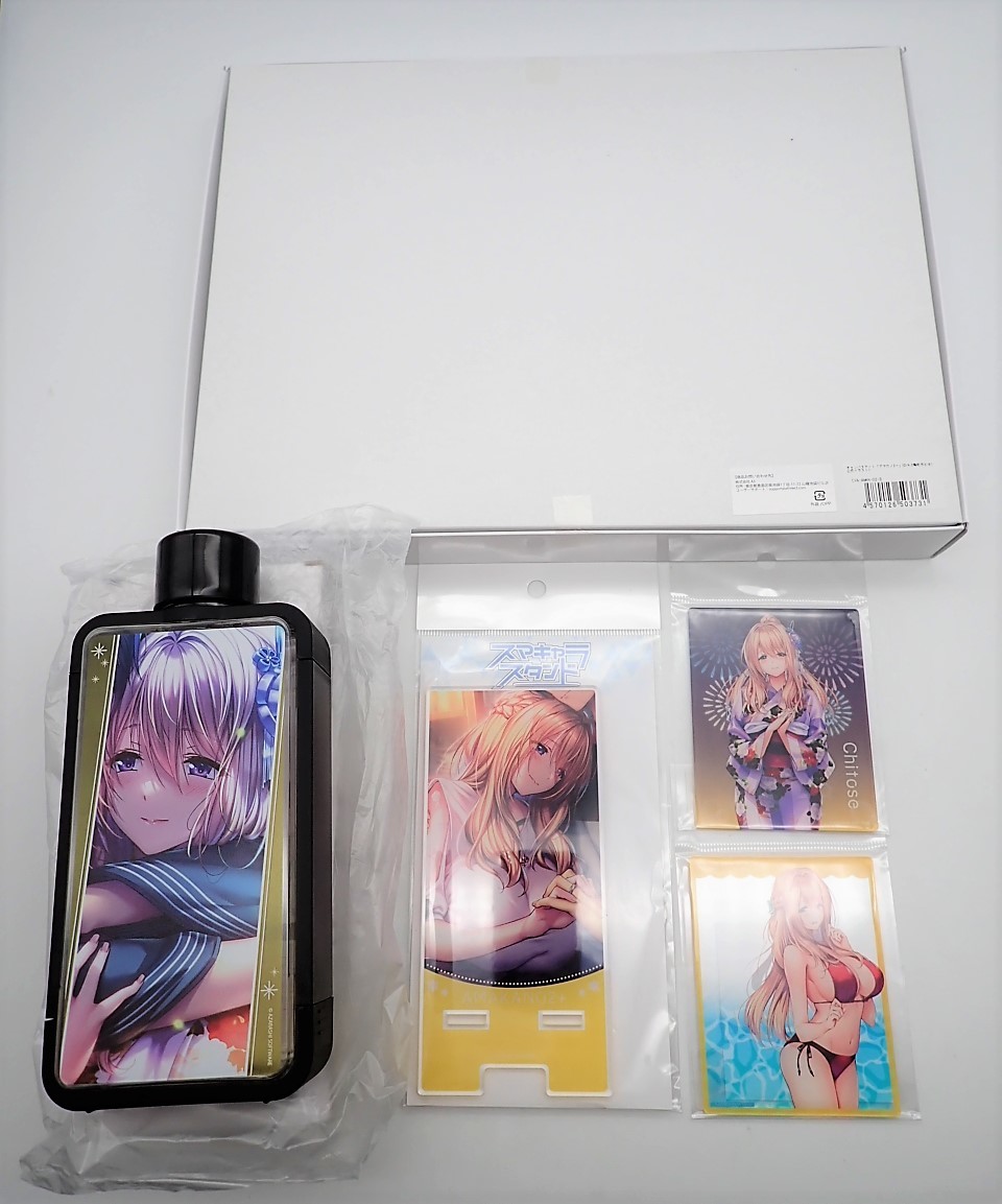 32▲80/　アマカノ2+　eeoくじ　蔦町ちとせ　キャンバスアート、フレームスクエアボトル、スマキャラスタンド、アクリルカード2種