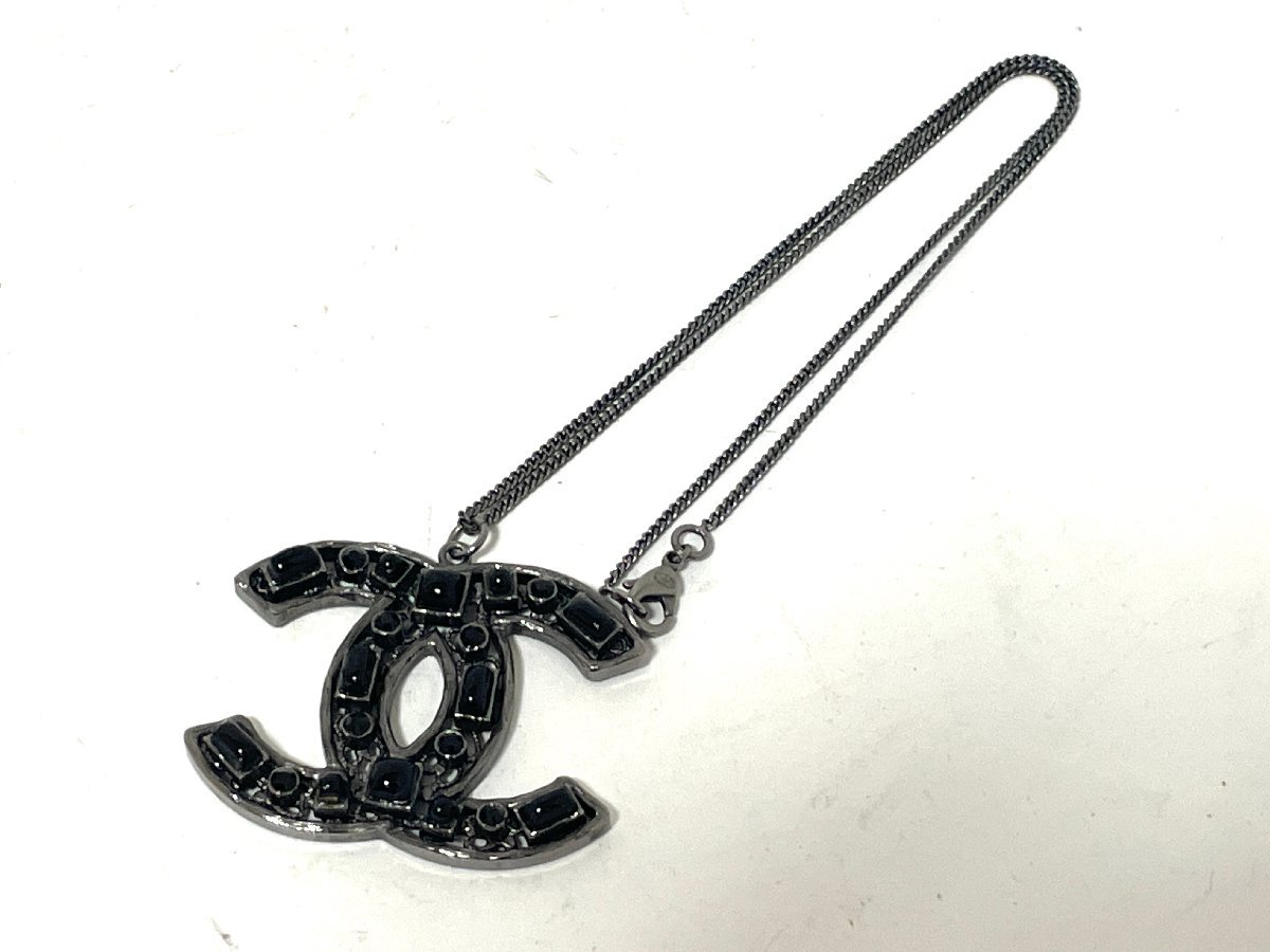 中古】CHANEL シャネル ネックレス ココマーク ストーン ブラック 06A 