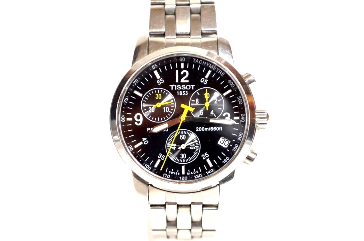 1円○動作OK○ティソ TISSOT○腕時計 T461○ブラック×イエロー 