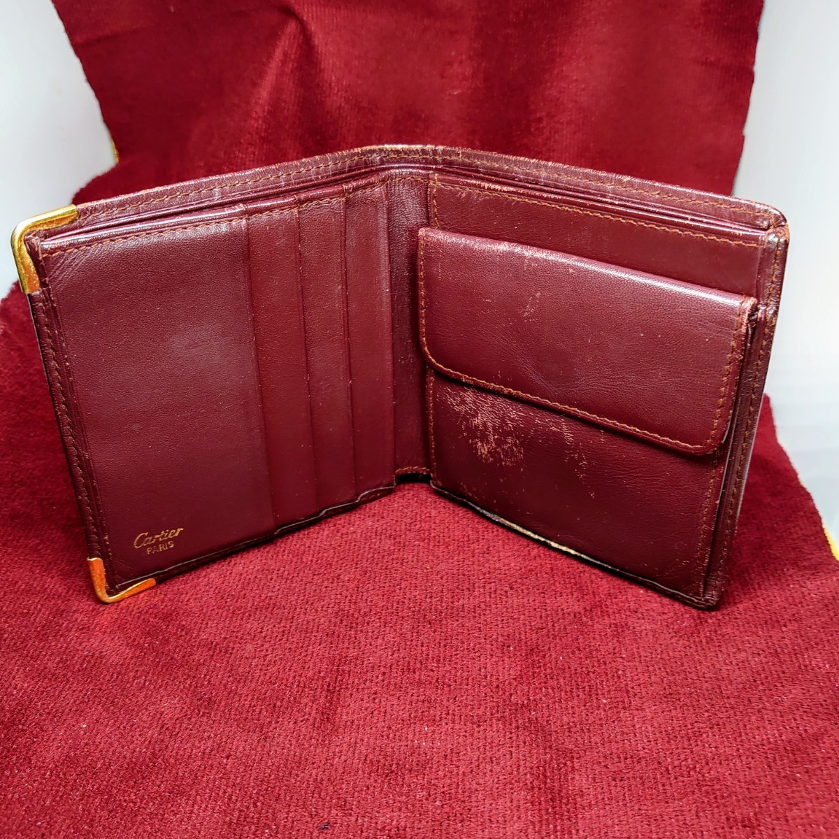 829【カルティエ】 Cartier マストライン ボルドーレザー 小銭入れ付き