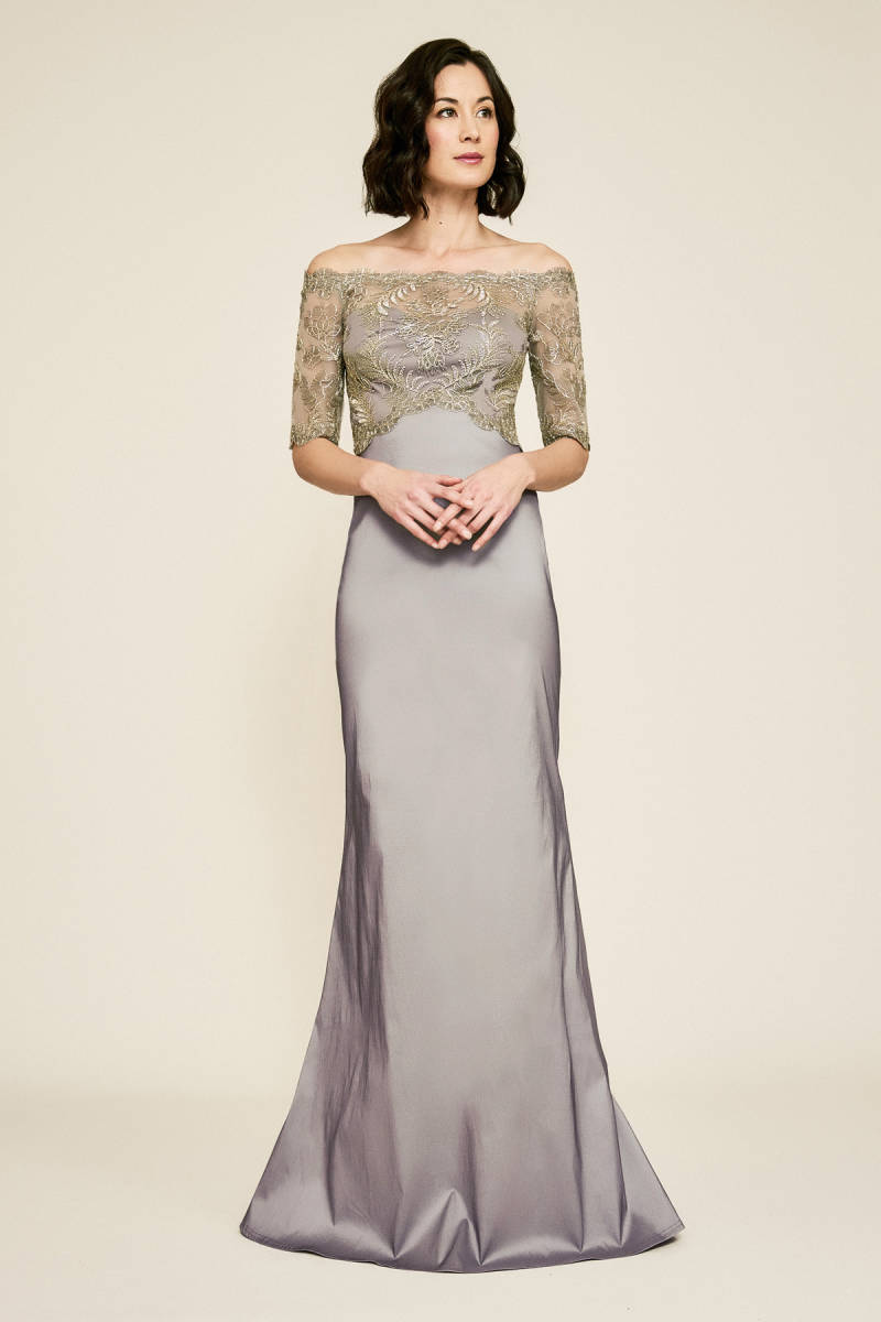 新作入荷，最新作 TADASHI SHOJI タダシショージ GRAY & GOLD ロング