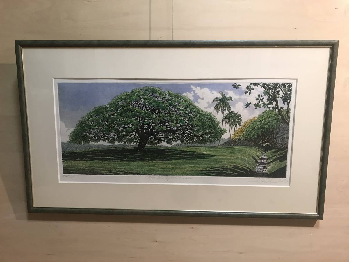 キャロルコレット「MOANALUA GARDEN 」銅版画＋手彩色　直筆サイン有 キャロル・コレット 「MOANALUA GARDEN 」 銅版画＋手彩色 直筆サイン