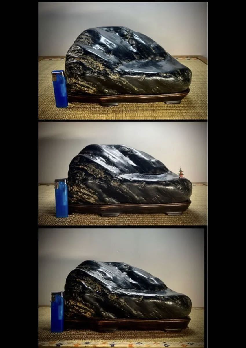 目玉商品》》水石盆栽 神居古潭石 ウブ 横28×高17(cm) 14.56kg骨董盆石