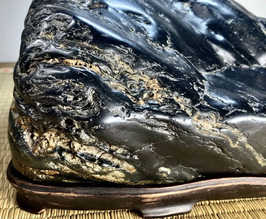 目玉商品》》水石盆栽 神居古潭石 ウブ 横28×高17(cm) 14.56kg骨董盆石