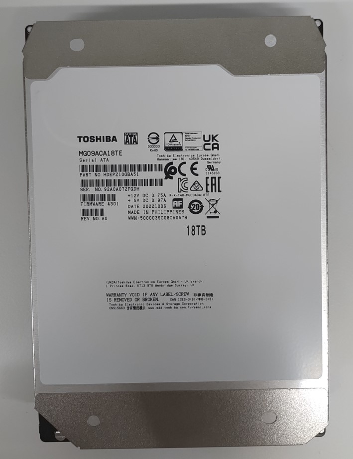 使用時間45時間] 18TB◇東芝 MG09ACA18TE◇ヘリウム充填 NAS サーバー