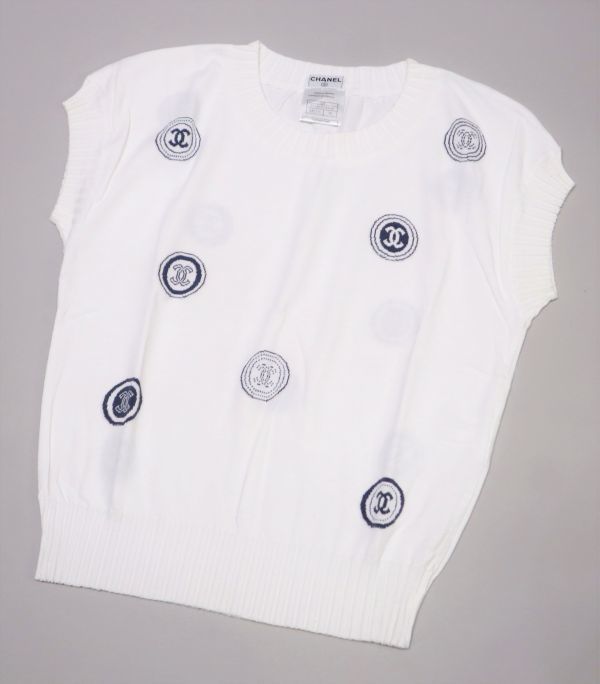 良品 CHANEL シャネル 01P P17562 ココマーク CC ロゴ ドット トップス 