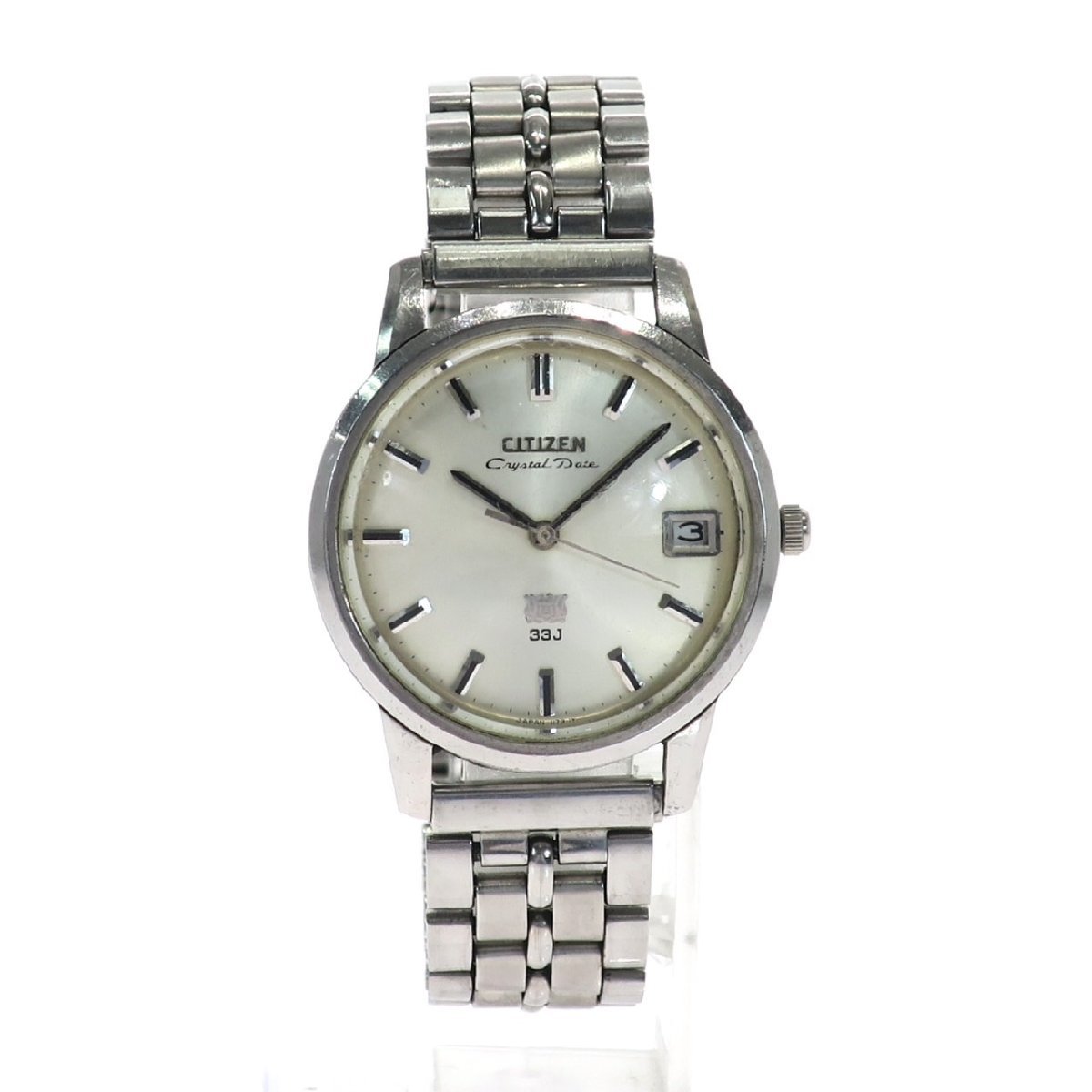 1円スタート 稼動品 CITIZEN シチズン Crystal Date クリスタルデイト AUDS 3001-T 自動巻き デイト シルバー文字盤 ラウンド メンズ