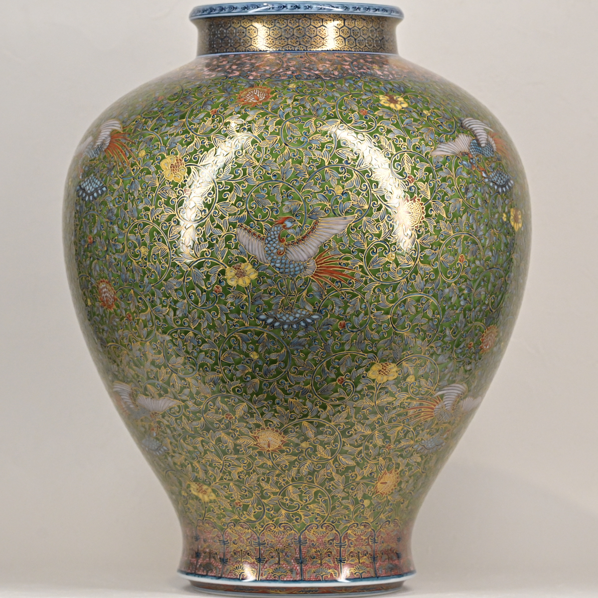 葉山有樹 金彩緑鳳凰唐草文壷 真作保証(色絵)｜売買されたオークション