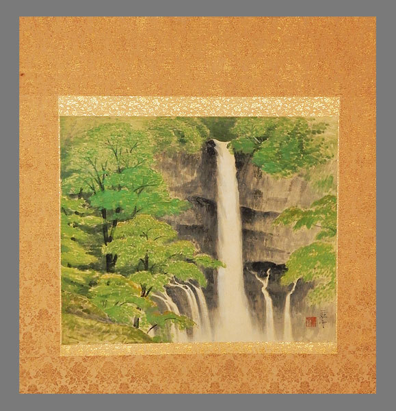 【真作】■中野草雲■華厳瀑図■二重箱■共箱■肉筆■掛軸■掛け軸■日本画■