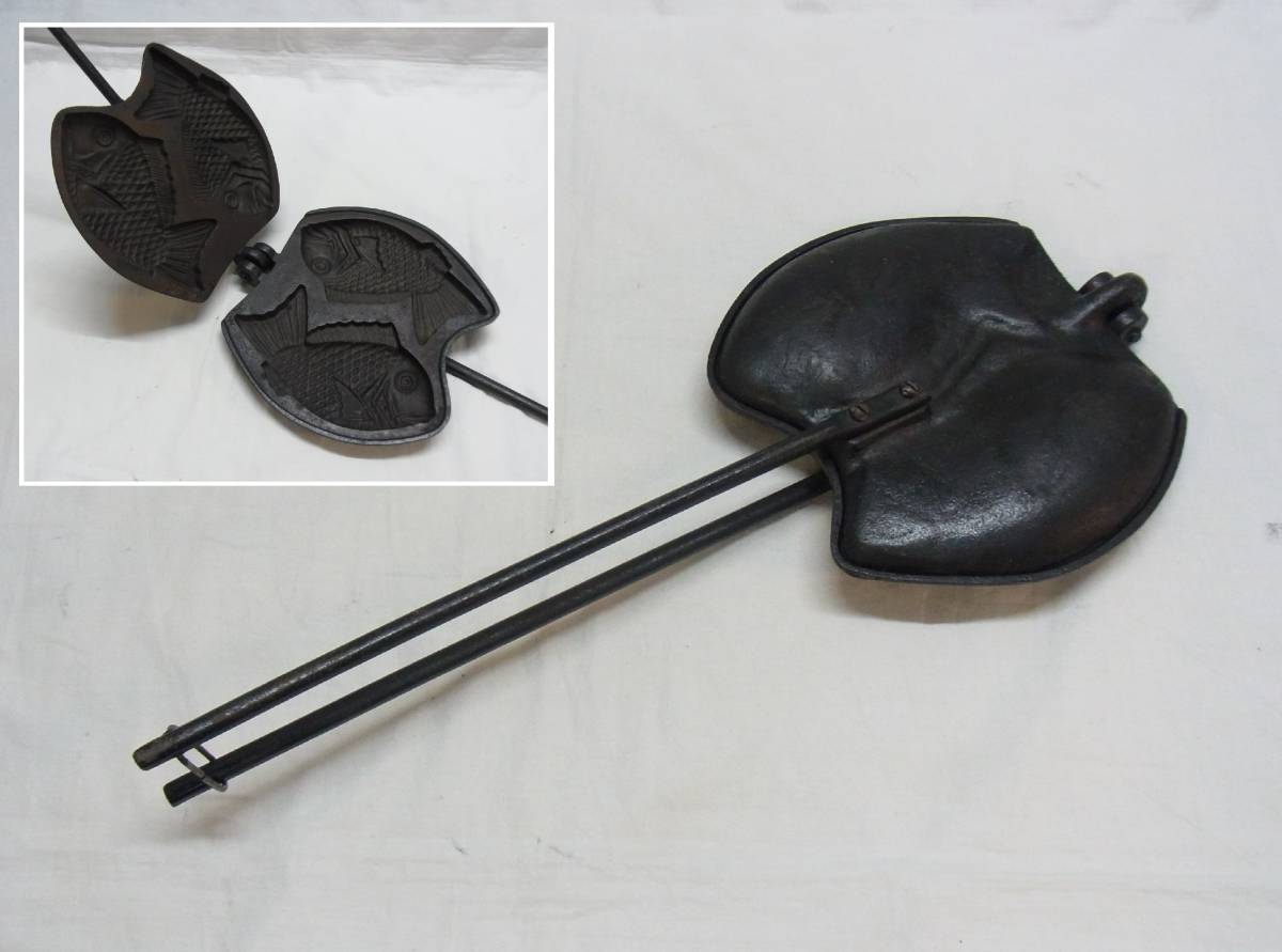 古い たい焼き 焼き器☆鉄 たいやき たい焼き 鯛焼き 焼器 焼き機 ホットサンド レトロ ビンテージ 80