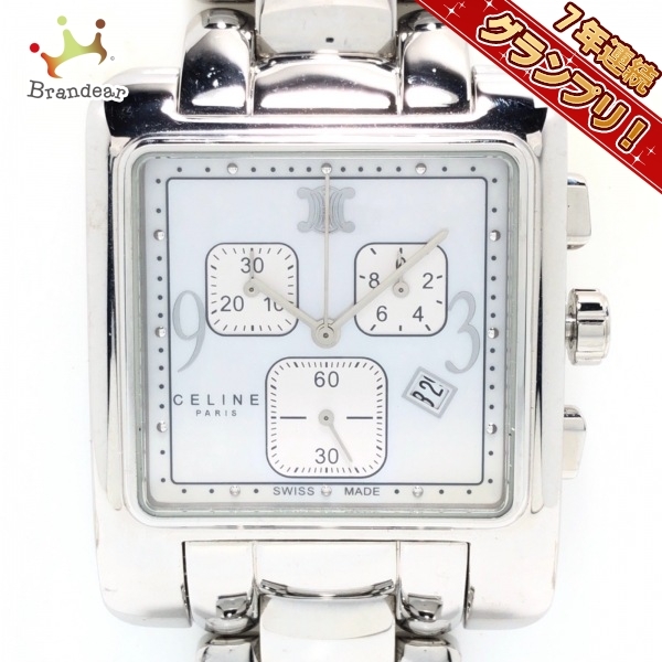 CELINE(セリーヌ) 腕時計 カレ レディース クロノグラフ ホワイトシェル