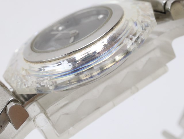 2308-546 スワロフスキー クオーツ 腕時計 SWAROVSKI クリアケース モノクロ 柄文字盤 純正ブレス 腕時計 ウォッチ スワロフスキー [スワロフスキー]Swarovski : JP