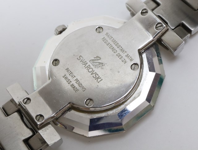 2308-546 スワロフスキー クオーツ 腕時計 SWAROVSKI クリアケース モノクロ 柄文字盤 純正ブレス 腕時計 ウォッチ スワロフスキー [スワロフスキー]Swarovski : JP