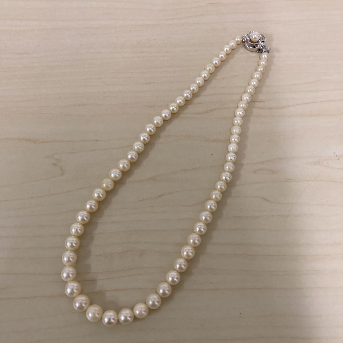 本真珠ネックレス 5.2mm-7.6mm 41cm 26g パールネックレス SILVER