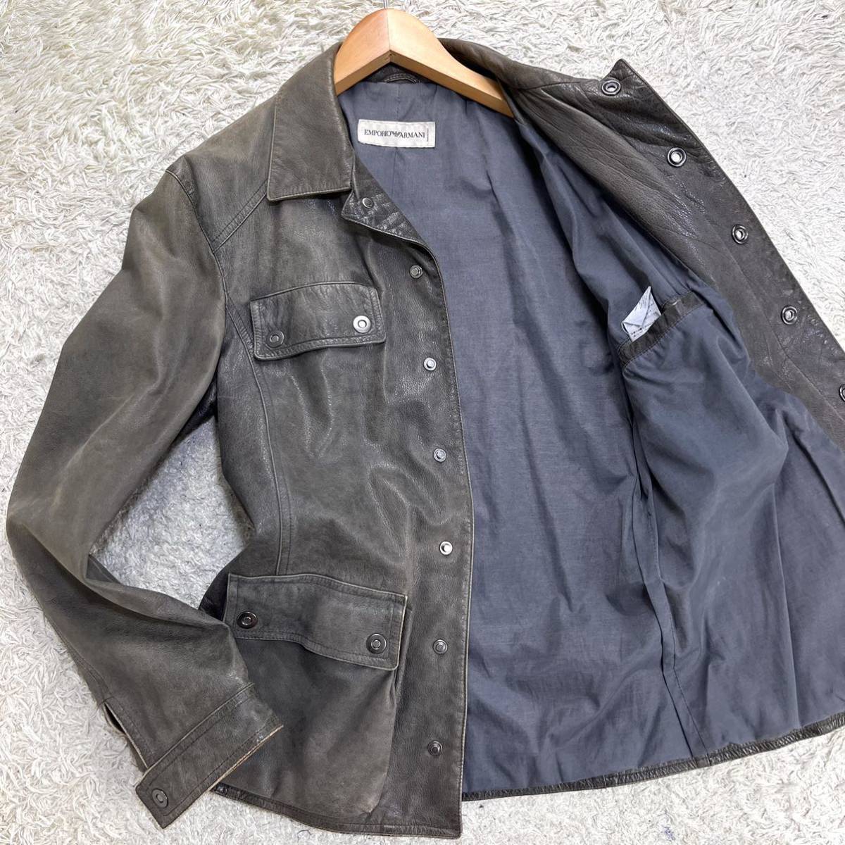 伊製 EMPORIO ARMANI 【王者の風格】 エンポリオアルマーニ レザー