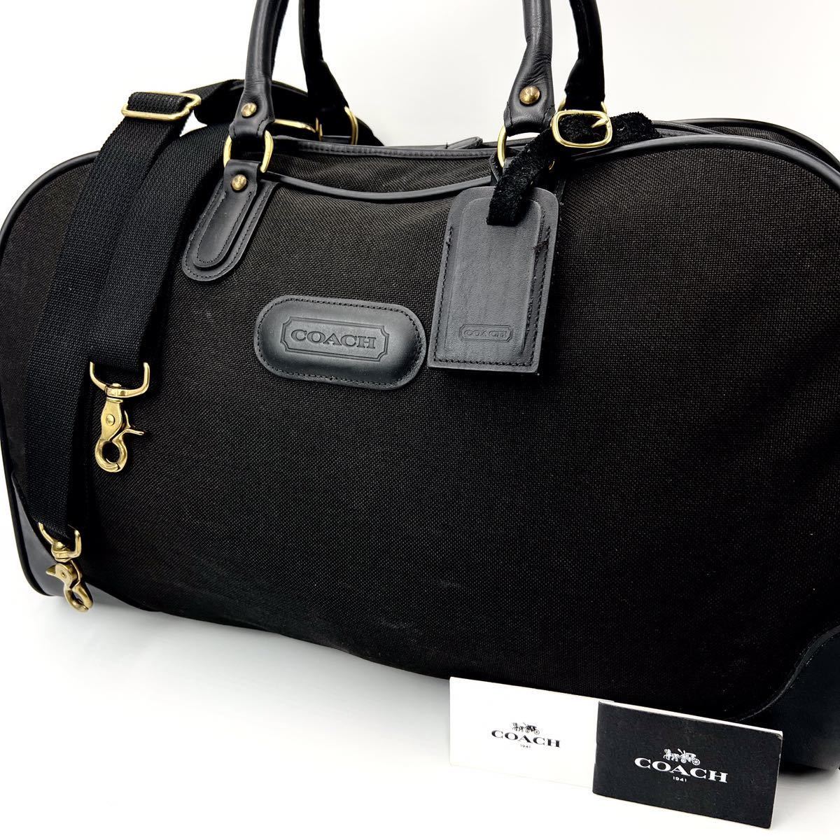 美品COACH ブラック ボストンバッグ 1円 【極美品・定価15万】COACH コーチ ボストンバッグ ビジネスバッグ