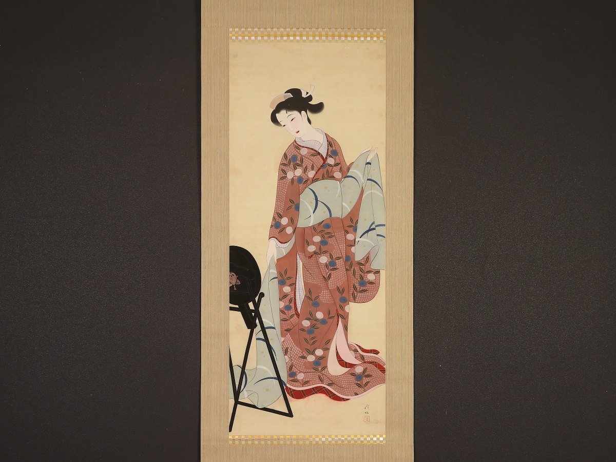 模写】【伝来】浮世絵・美人画特集 ek8212〈織江〉鏡着付け美人図