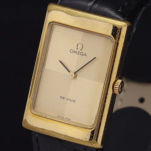 1円 稼働 オメガ デビル 手巻き ゴールド文字盤 XYZ レディース腕時計