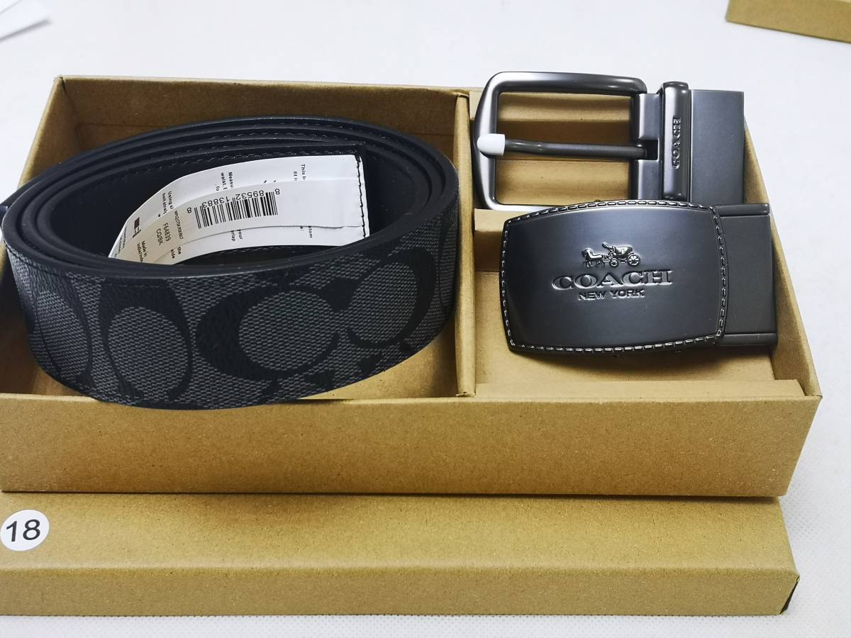 NO「18 」新品未使用 正規品COACH コーチ リバーシブル ベルトメンズ 