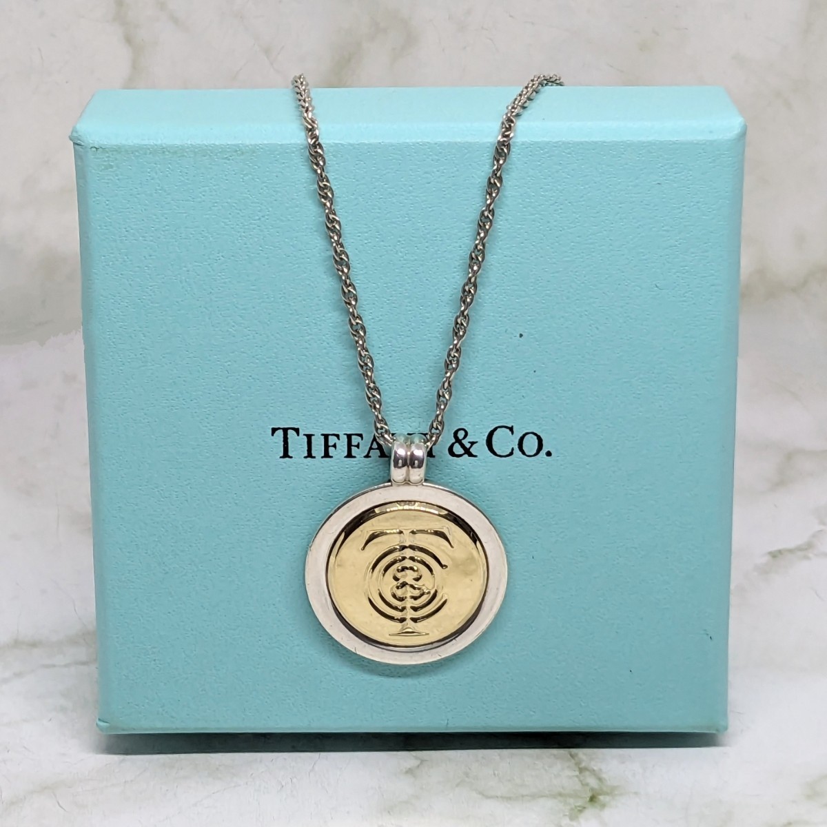 ティファニー TIFFANY&CO コンビ コイン ネックレス 希少 SV 