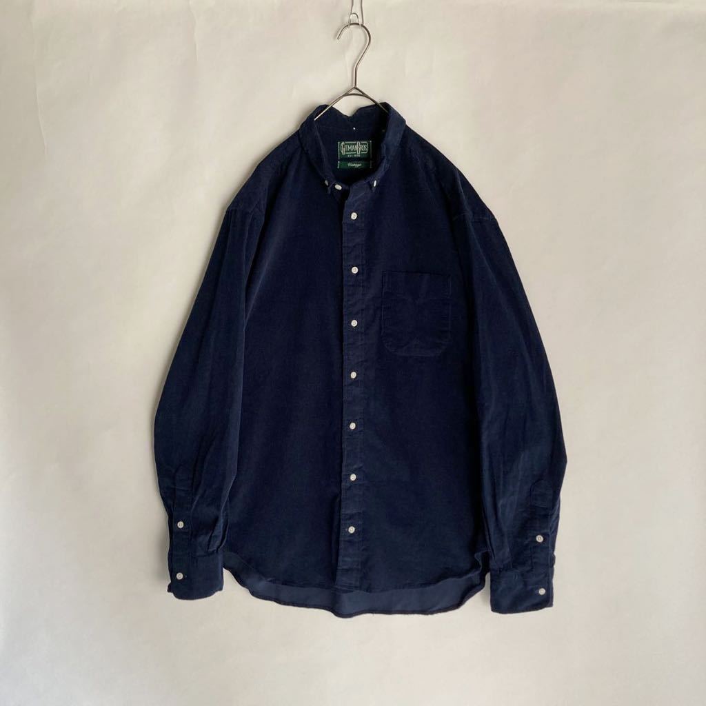 GITMAN BROS. Vintage アメリカ製 ギットマンヴィンテージ コーデュロイ ボタンダウン シャツ アメトラ 秋冬 ネイビー 無地 size L