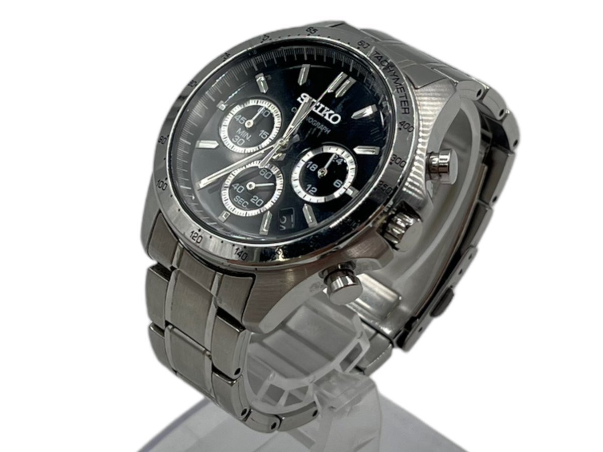 美品】SEIKO セイコー SBTR021 メンズ シルバー 腕時計 クロノグラフ 
