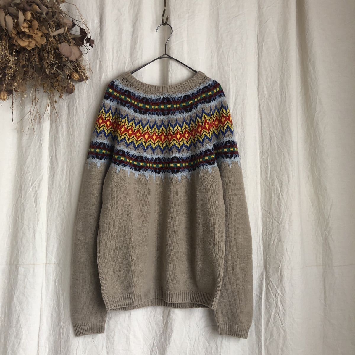 レア GUCCI グッチ ウールカシミヤ フェアアイル柄 ニット/セーター XL 