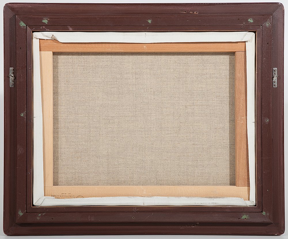 五】真作 河原朝生 『室内風景』 油彩 キャンバス 6号 額装 / ローマ