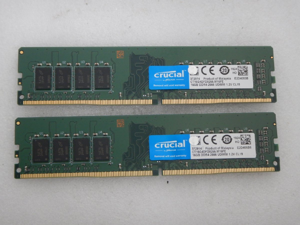サイコム】 Crucial 16GB DDR4-2666 x2枚 (合計32GB) @Used@ u0825E