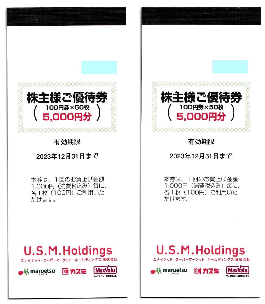 マルエツ・カスミ・マックスバリュ関東株主優待券1万円分 USMH マルエツ・カスミ・マックスバリュ関東株主優待券1万円分 USMH