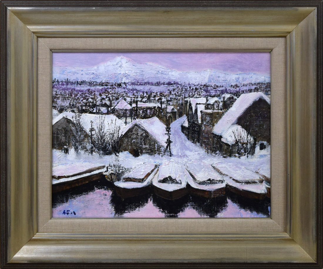☆伊藤伊八☆「 風景 」油絵　F6号 小竹美術 伊藤 伊八 小樽運河 油絵 F6号 日展会友 一水会会員 道展会員