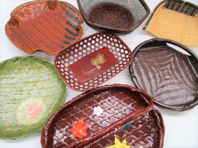 上1229 菓子器 菓子鉢 菓子入れ 菓子皿 網代 盛皿 盛鉢 盛器 竹細工 竹