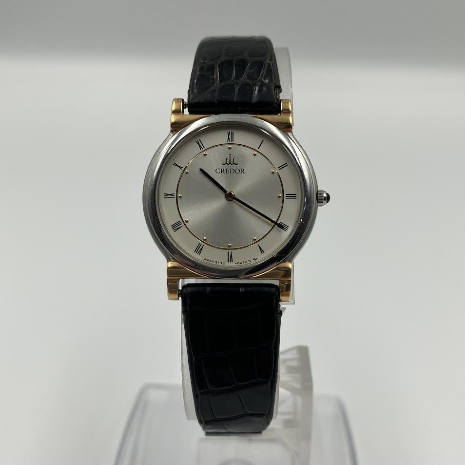 SEIKO クレドール 2F70-0020 クオーツ QZ ローマン×シルバー文字盤