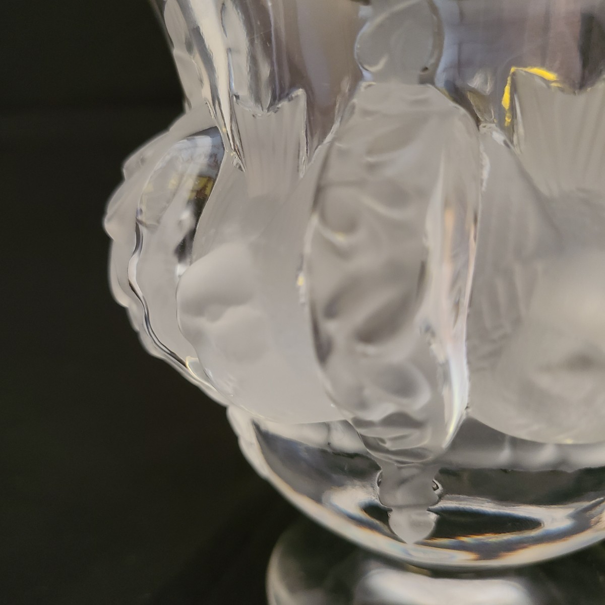 23☆ LALIQUE クリスタルガラス ダンピエール 小鳥 花瓶 フラワー  