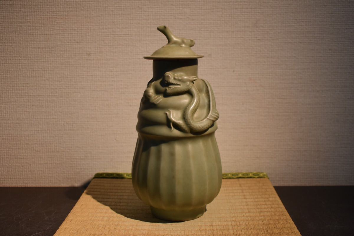 GEZ1015コレクター所蔵品時代 越州窯獅子壺 ⁄朝鮮美術 骨董 | GEY350