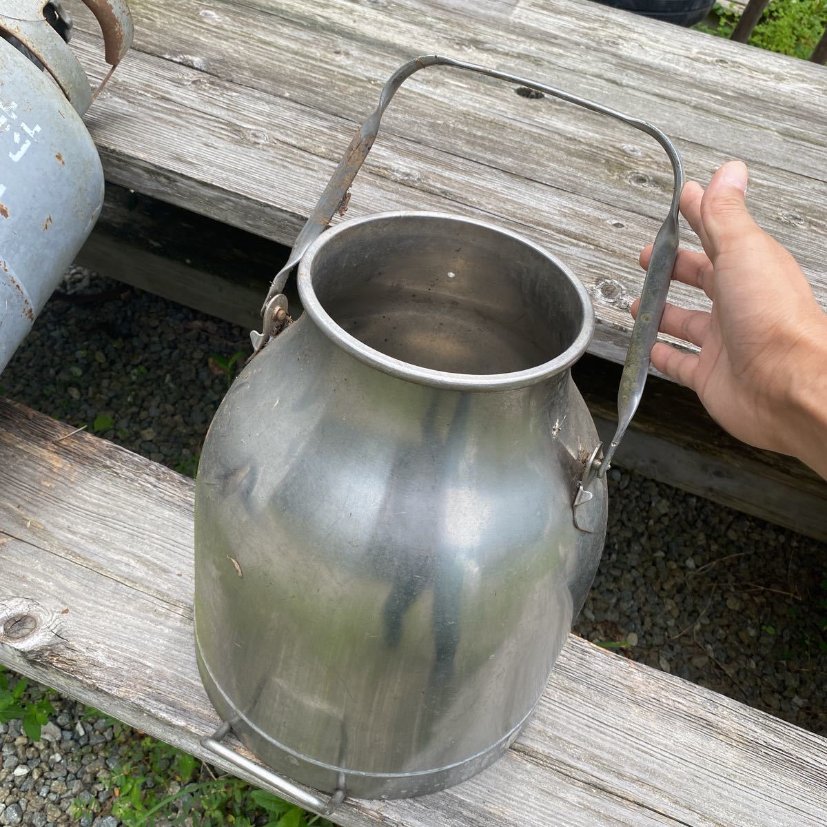ヴィンテージ ステンレス牛乳缶 ミルク缶 Vintage Metal Milk Can with