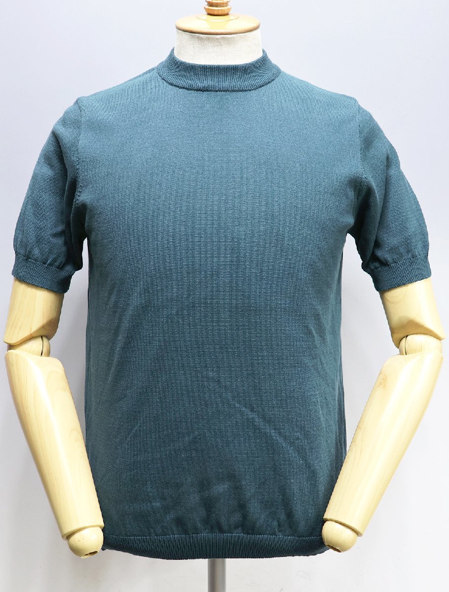Rinascente (リナシェンテ) Mock Neck S/S / モックネック 半袖ニット #213-94901R 極美品 ブルーグリーン size 46 / サマーニット
