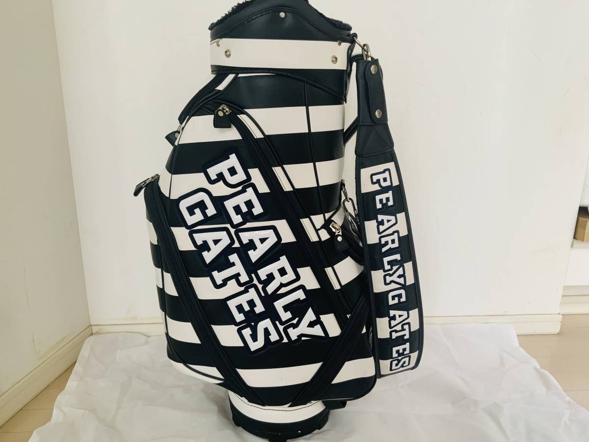 （美品）パーリーゲイツ / PEARLY GATES　希少ボーダー柄　キャディバッグ　アイアンカバーセット　送料込