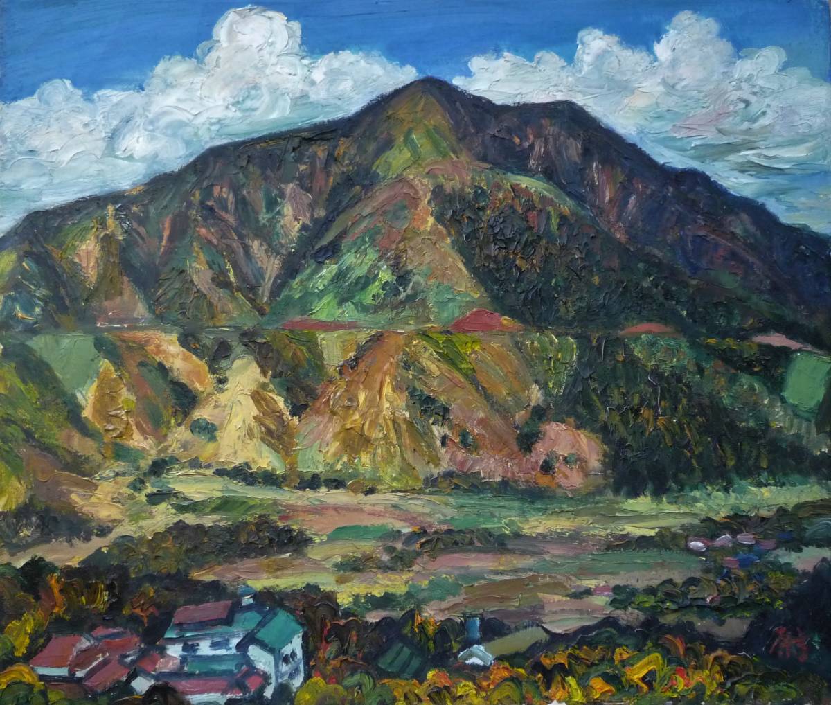 絵画、初夏の韓国岳から見た霧島の山、F10号、佐原聖春 ☆ 真作 川上尉平「箱根丸岳」油彩F10号 春陽会 1962年