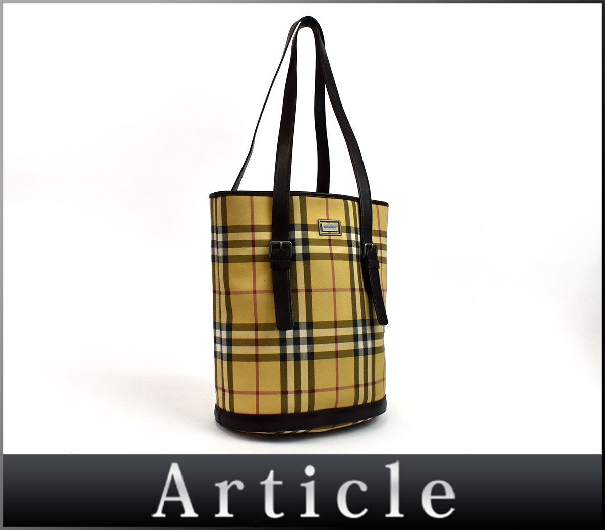 BURBERRY」 チェック柄トートバッグ - ブラウン レディース 156497 